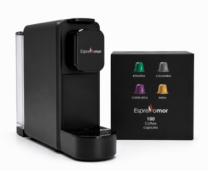 מכונת קפה נספרסו CUPPA NESPRESSO מבית אספרסו מור -שנה אחריות + 100 קפסולות של אספרסו מור מכונת קפה נספרסו CUPPA NESPRESSO מבית אספרסו מור -שנה אחריות + 100 קפסולות של אספרסו מור
