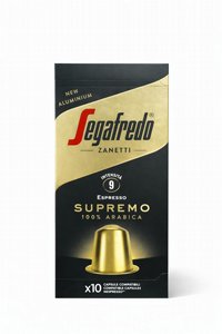 10 קפסולות סגפרדו 100% ערבקיה תואם נספרסו SEGAFREDO SUPREMO חוזק 9 10 קפסולות סגפרדו 100% ערבקיה תואם נספרסו SEGAFREDO SUPREMO חוזק 9