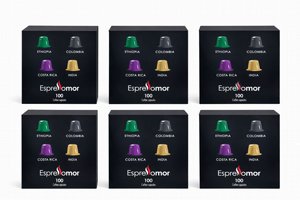 600 קפסולות אספרסו מור תואם NESPRESSO 4 תערובות MIX 600 קפסולות אספרסו מור תואם NESPRESSO 4 תערובות MIX